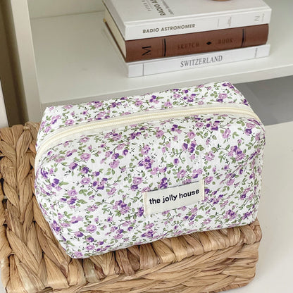 Classic Floral Cosmetic Bag Stylish Portable Travel Organizer