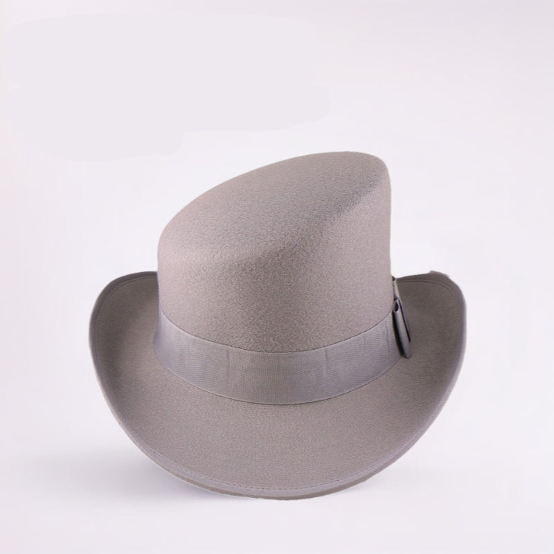 Fashionable Wool Felt Bowler Hat with Bow Decoration