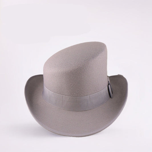 Fashionable Wool Felt Bowler Hat with Bow Decoration