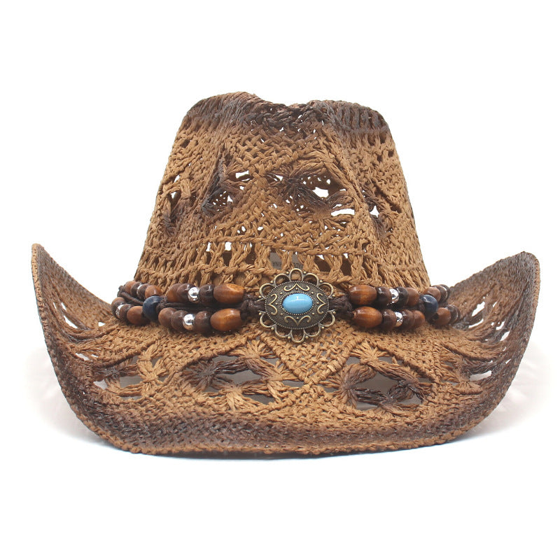 New Scenic Outdoor Beach  Cowboy Hat Sun-Proof Straw Hat Jazz Hat