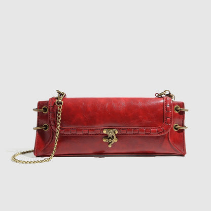 Vintage Square Shoulder Bag With Chain Strap