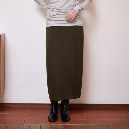 French High Waist Tulip Skirt Casual Solid Color Midi Skirt