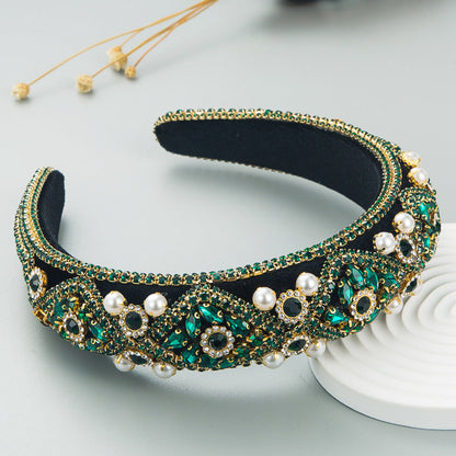 Vintage Pearl Headband With Rhinestones Stylish Casual Hair Accessory