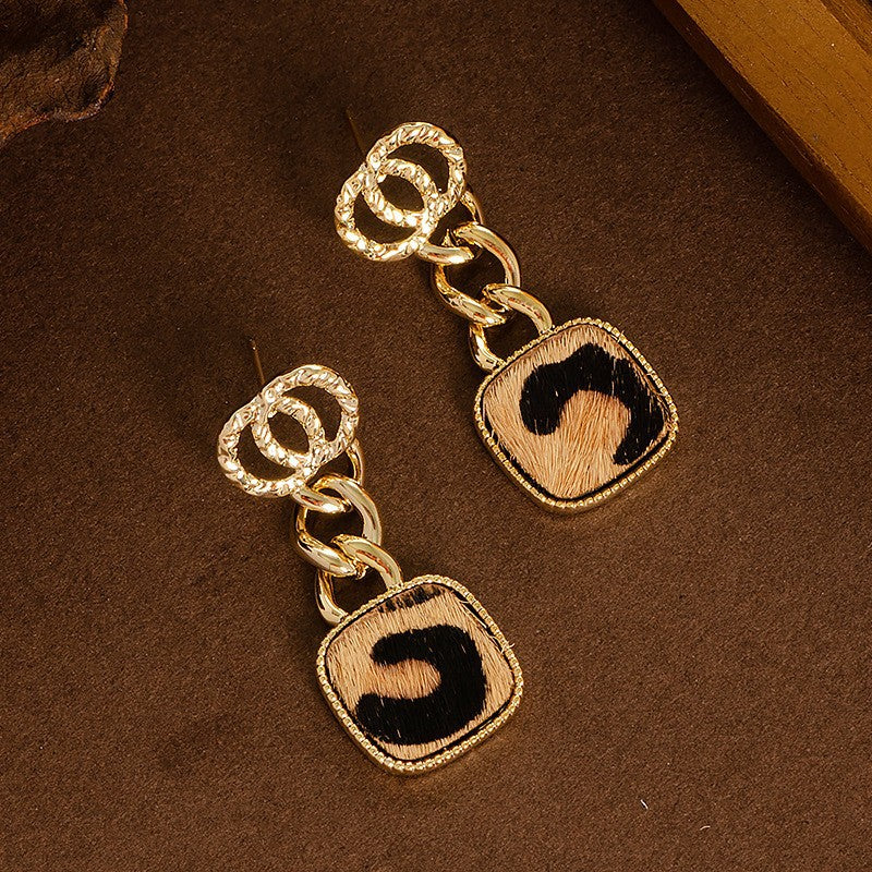 Natural Horse Hair Leopard Print Earrings Luxury Fashion Accessories