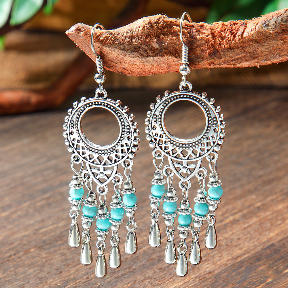 Bohemian Turquoise Earrings Vintage Style