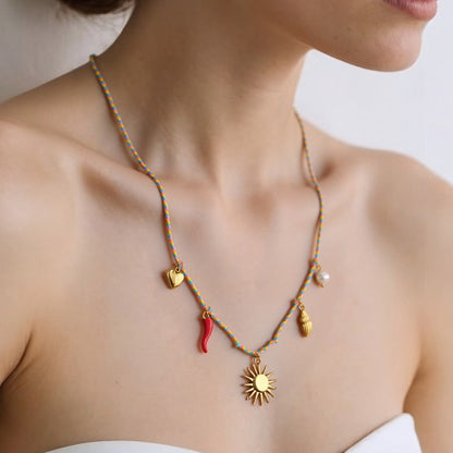 Stainless Steel Starfish Shell Pendant Necklace Luxury Women's Choker