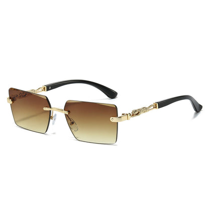 Trendy Square Sunglasses with Leopard Decoration