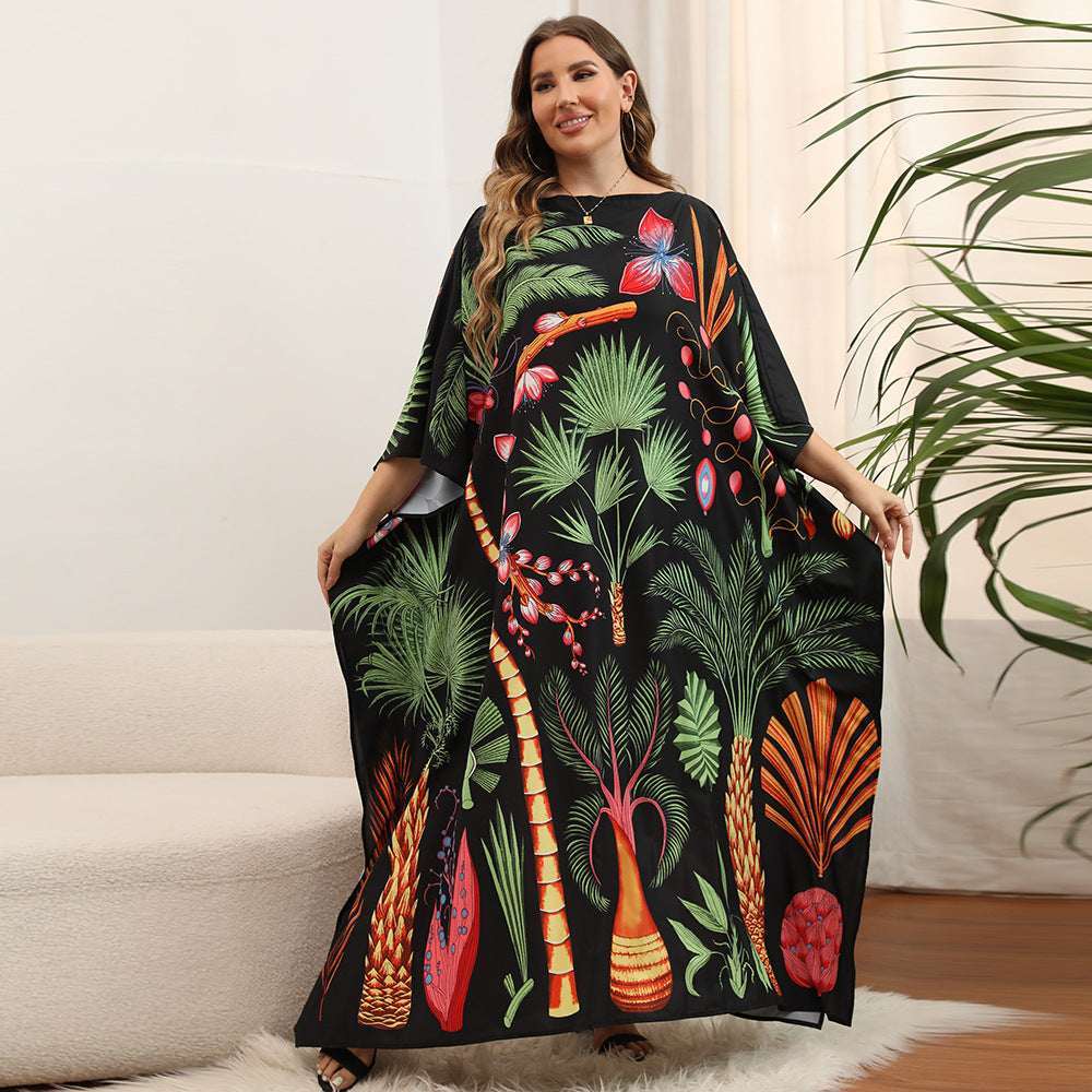 Beach Blouse Oversized Loose Fit Bat Sleeve Resort Dress