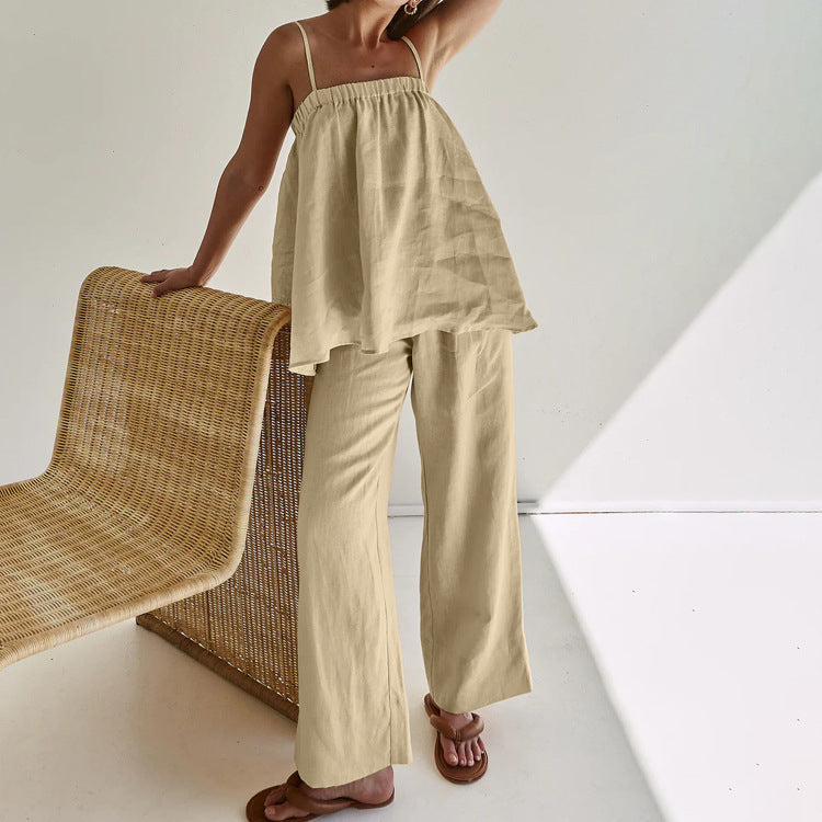 Sexy Crop Top Wide Leg Pants Set For Women