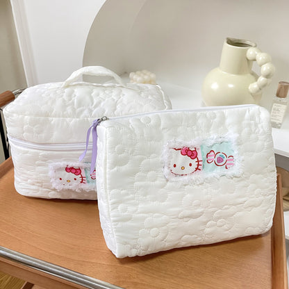Cute Kawaii Cat Makeup Bag Cotton Storage Tote for Daily Use