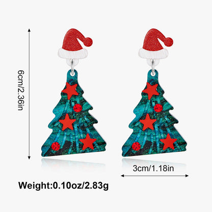 Stylish Hollow Rhinestone Christmas Tree Dangle Earrings
