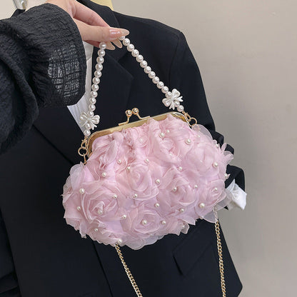 Floral Pearl Shoulder Bag Chic Crossbody Bag