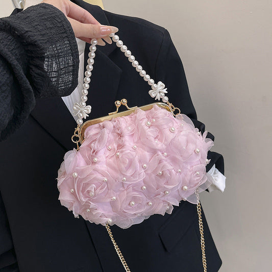 Floral Pearl Shoulder Bag Chic Crossbody Bag