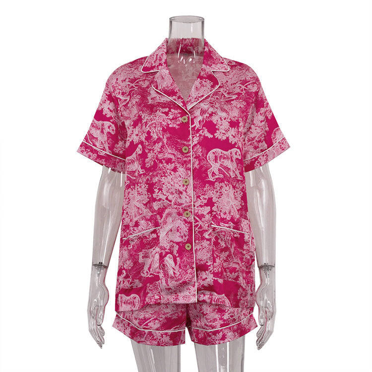 Trendy Loose Fit Printed Top & High Waist Shorts Two-Piece Set