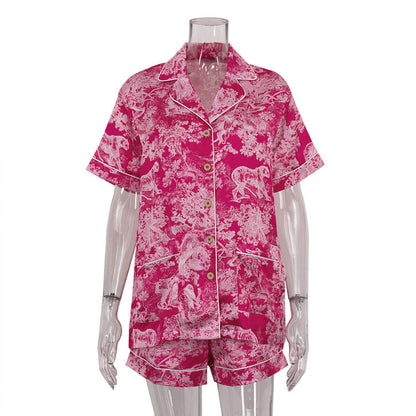 Trendy Loose Fit Printed Top & High Waist Shorts Two-Piece Set