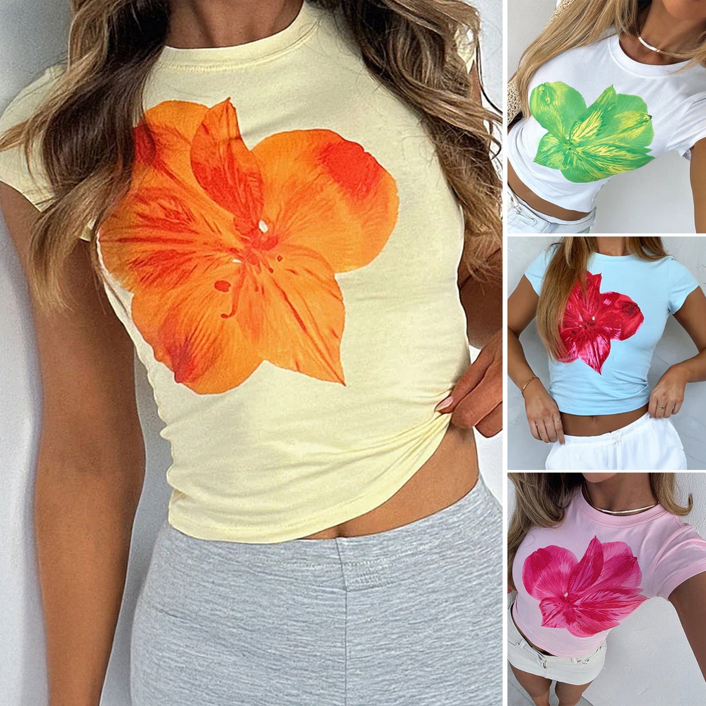 Floral Print Slim Fit Short Sleeve T-Shirt
