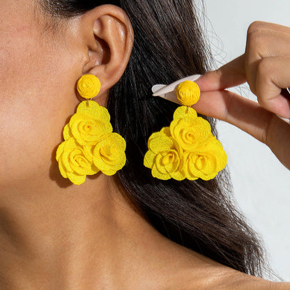 Colorful Floral Statement Earrings Handmade Resin Dangle Earrings