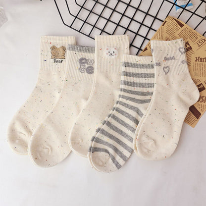 Rufia - Cute Cartoon Bear Pattern Crew Socks