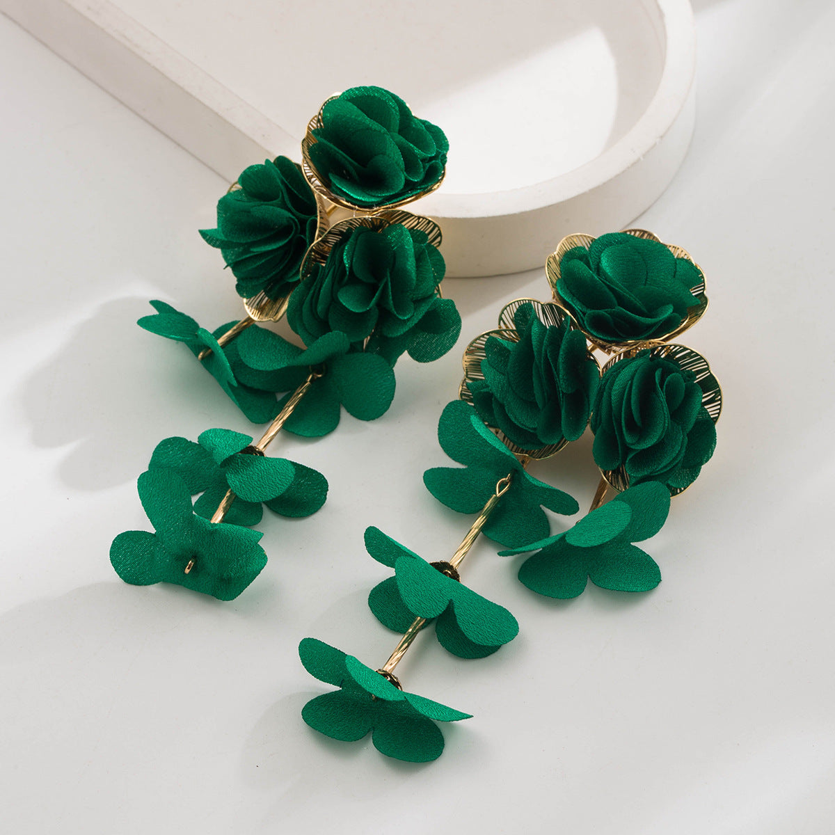 Chic Floral Chiffon Earrings Lightweight Vacation Style