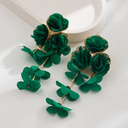 Chic Floral Chiffon Earrings Lightweight Vacation Style