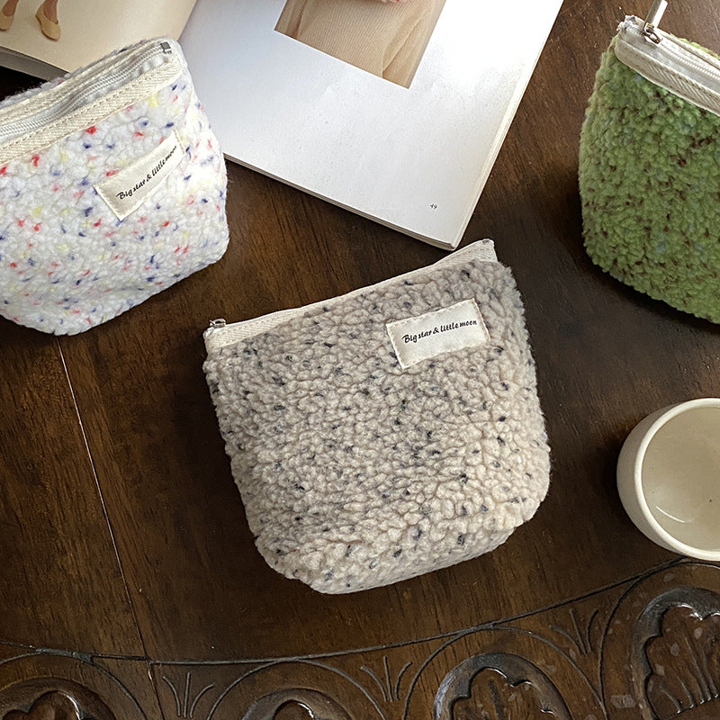 Trendy Mini Plush Makeup Bag Cute Portable Storage Pouch