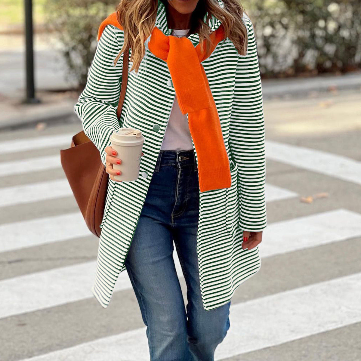 Striped Hooded Cardigan Sweater for Women