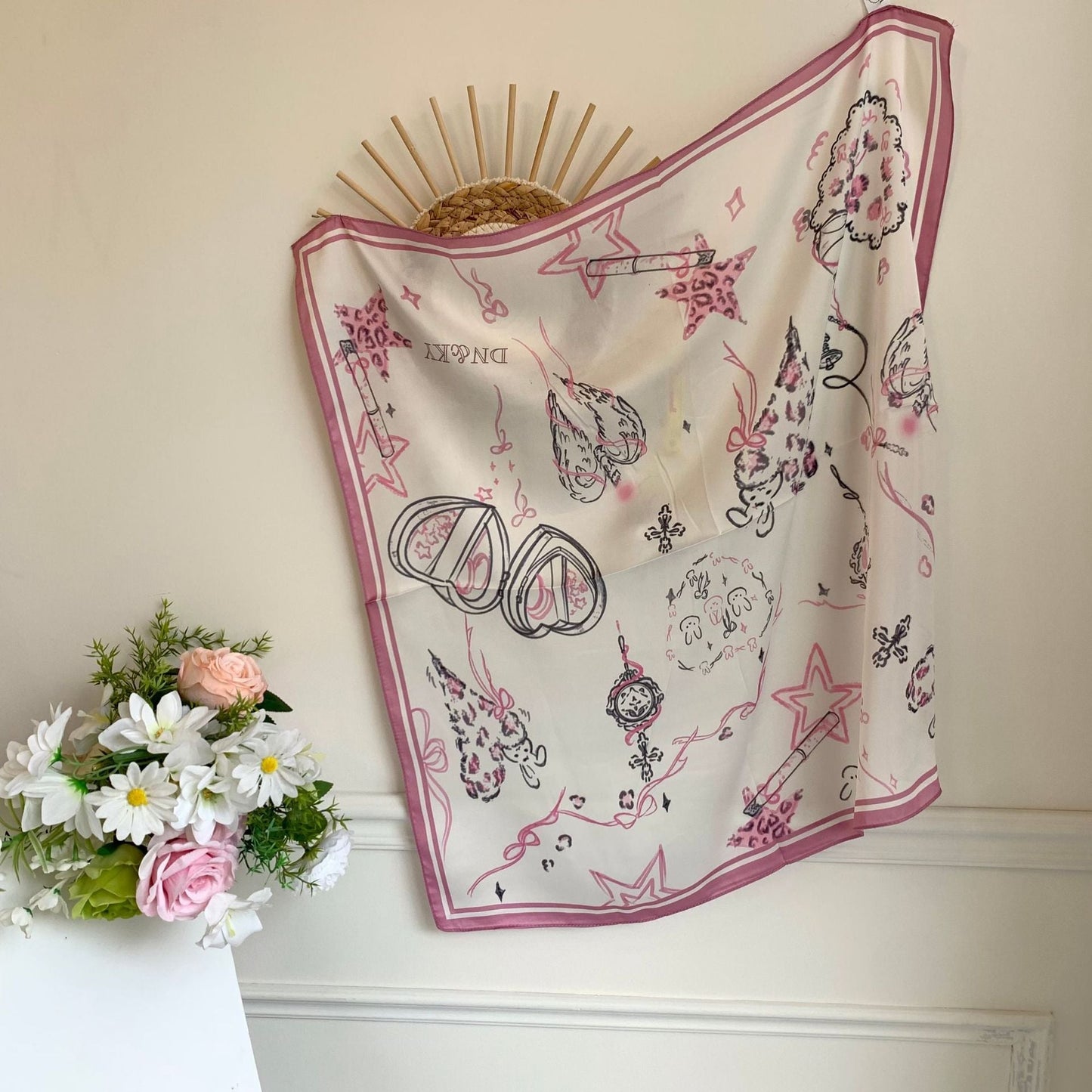 Love Flower Colorful Print Square Scarf