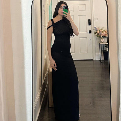 Elegant Solid Color Slim-Fit Maxi Dress