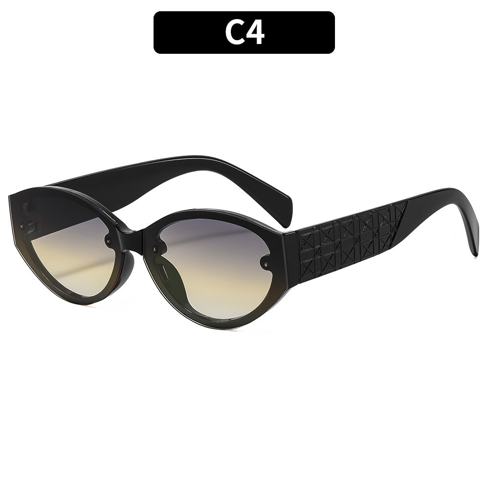 Retro Cat Eye Oval Sunglasses Stylish Outdoor UV Protection