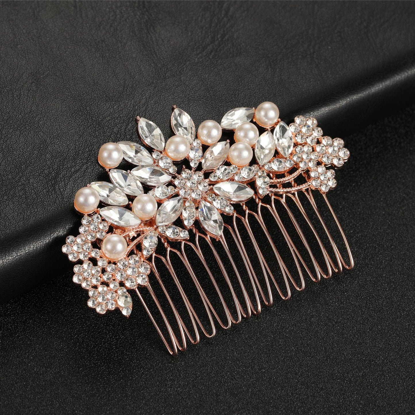 Minimalist Hair Comb with Pearls and Rhinestones for Weddings