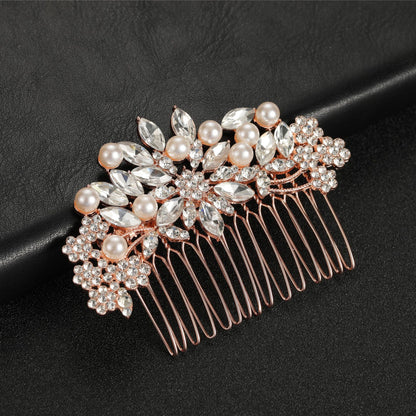 Minimalist Hair Comb with Pearls and Rhinestones for Weddings