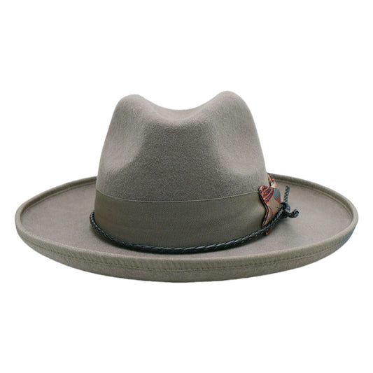 Vintage Wool Felt Men's Fedora Hat with Bow Tie