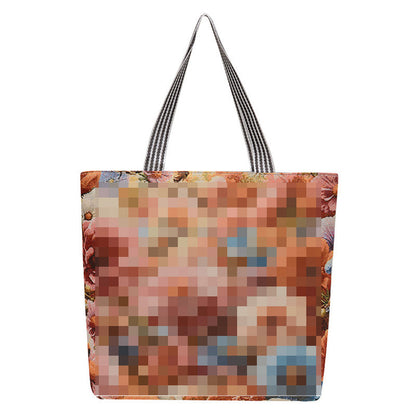 Cartoon Embroidered Canvas Tote Bag Stylish Soft Carryall