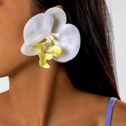 Colorful Orchid Flower Earrings Fresh Atmosphere