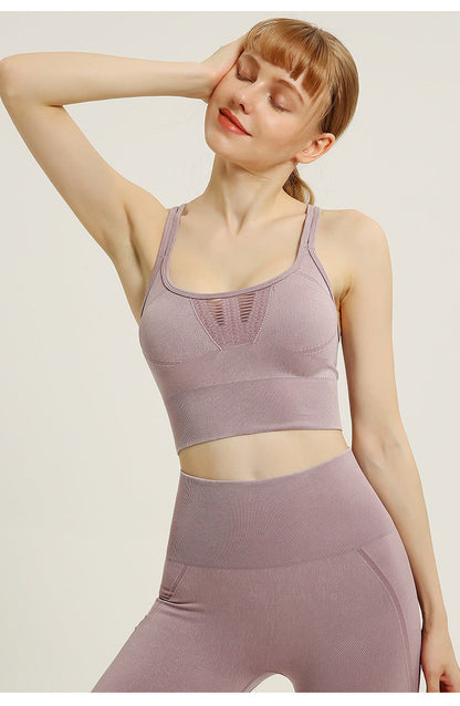 Solid Color Sports Beauty Back Underwear Shockproof Gathering Yoga Wear Sports Bra Seamless Washable Fitness Vest