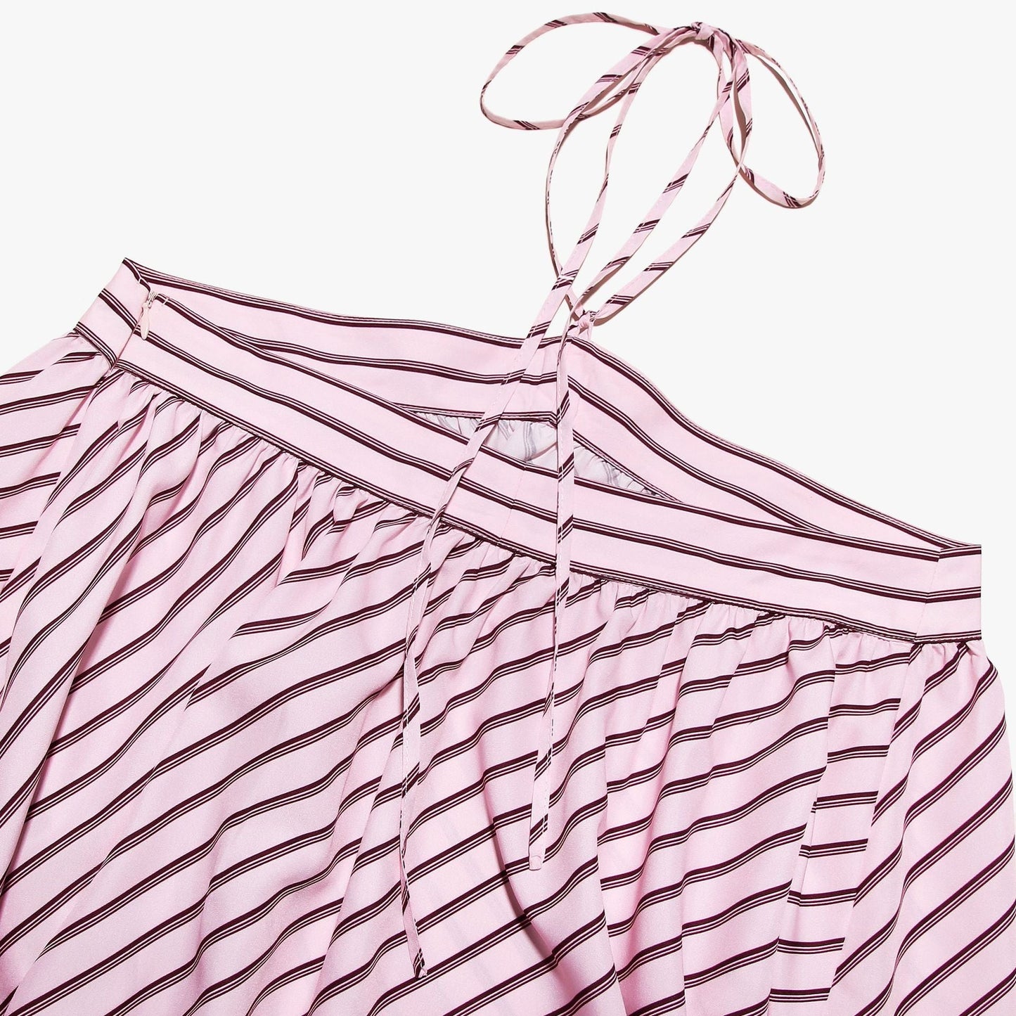 Cute Solid Color Striped Halter Backless Dress