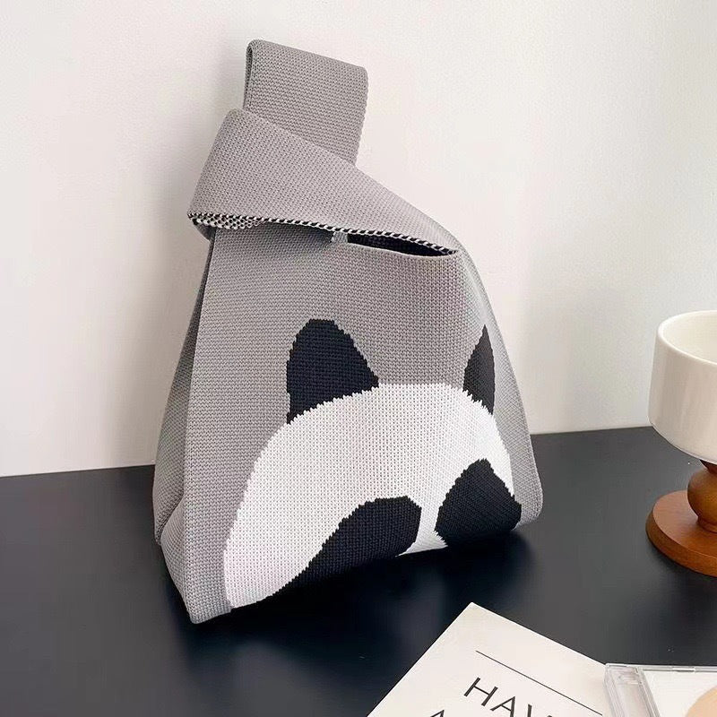 Knitted Tote Bag With Cute Designs Soft Polyester Casual