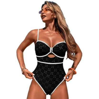 New Women'S One-Piece Swimsuit - Solid Color, Quick-Dry, High Elasticity