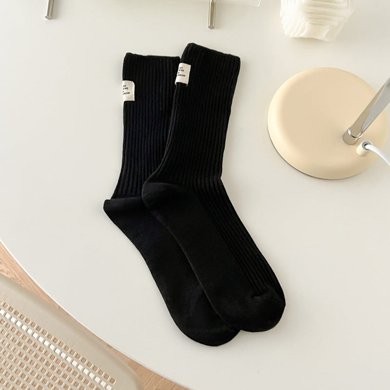 Solid Color Ribbing Cotton Slouch Socks