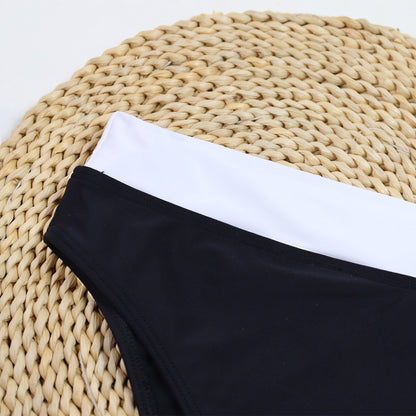 Color Block Bikini Waist Tie Triangle Swimwear