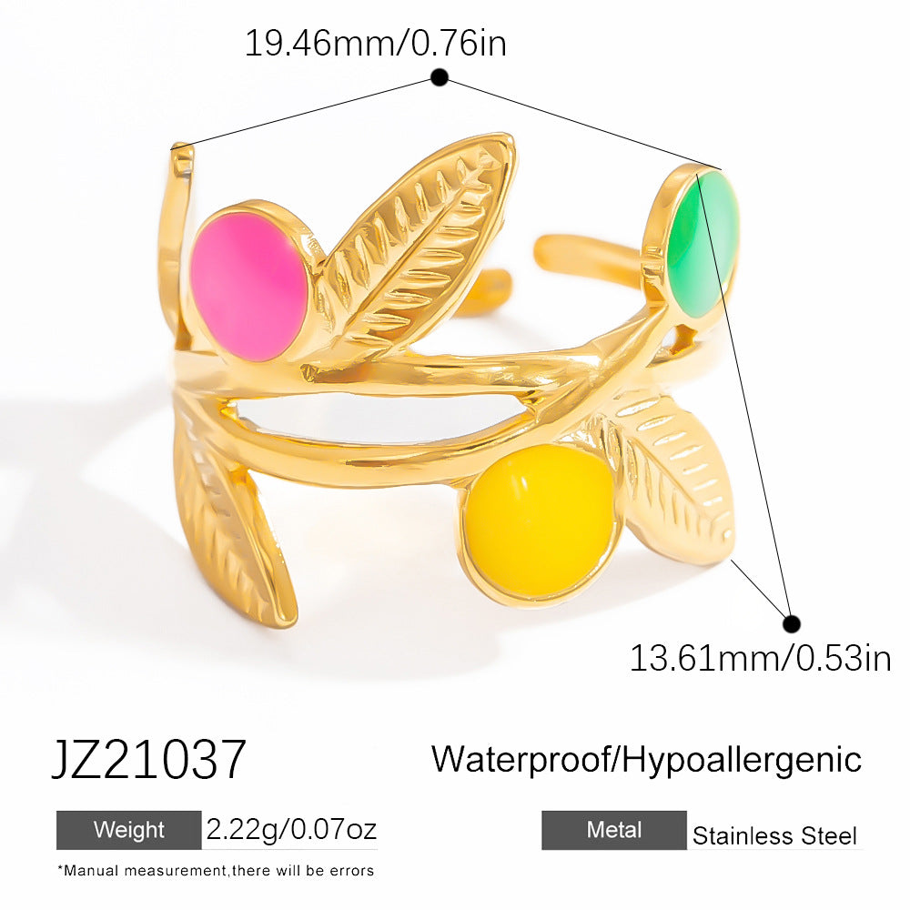 Floral Design Stainless Steel Adjustable Ring for Women