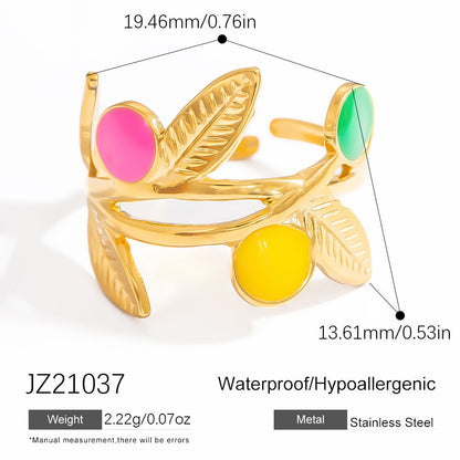 Floral Design Stainless Steel Adjustable Ring for Women