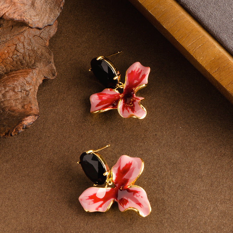 French Vintage Style Floral Drop Earrings With 925 Silver Hooks