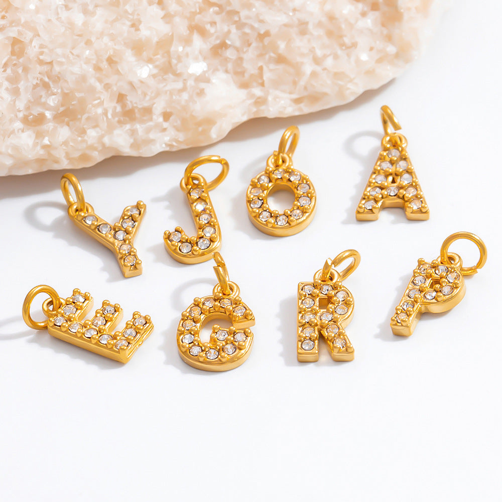 DIY Letter Pendant Necklace and Bracelet Set Stainless Steel Accessories