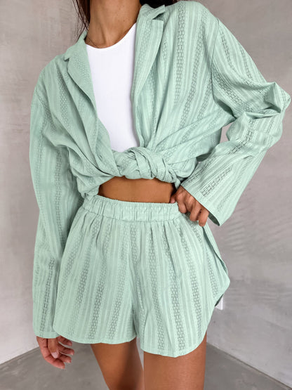 Jacquard Solid Color Soft Sleepwear Sets