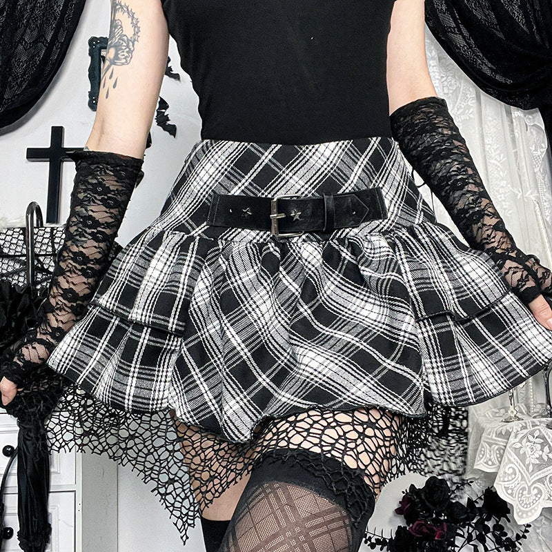 Gothic Checkered Mini Skirt Stylish Bodycon Design
