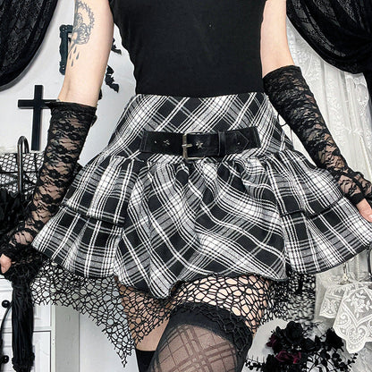 Gothic Checkered Mini Skirt Stylish Bodycon Design