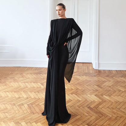Sexy Slim Fit Irregular Mesh Long Dress