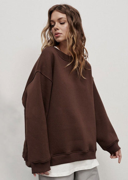 Oversized Cotton Blend Sweatshirt Navy Comfortable