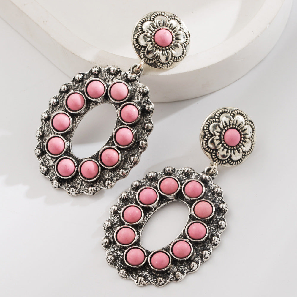 Bohemian Turquoise Floral Earrings for Women
